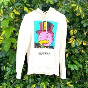 NEW MONOPOLY Hoodie Hooded Sweatshirt Off white Cream Mens’ Small never worn